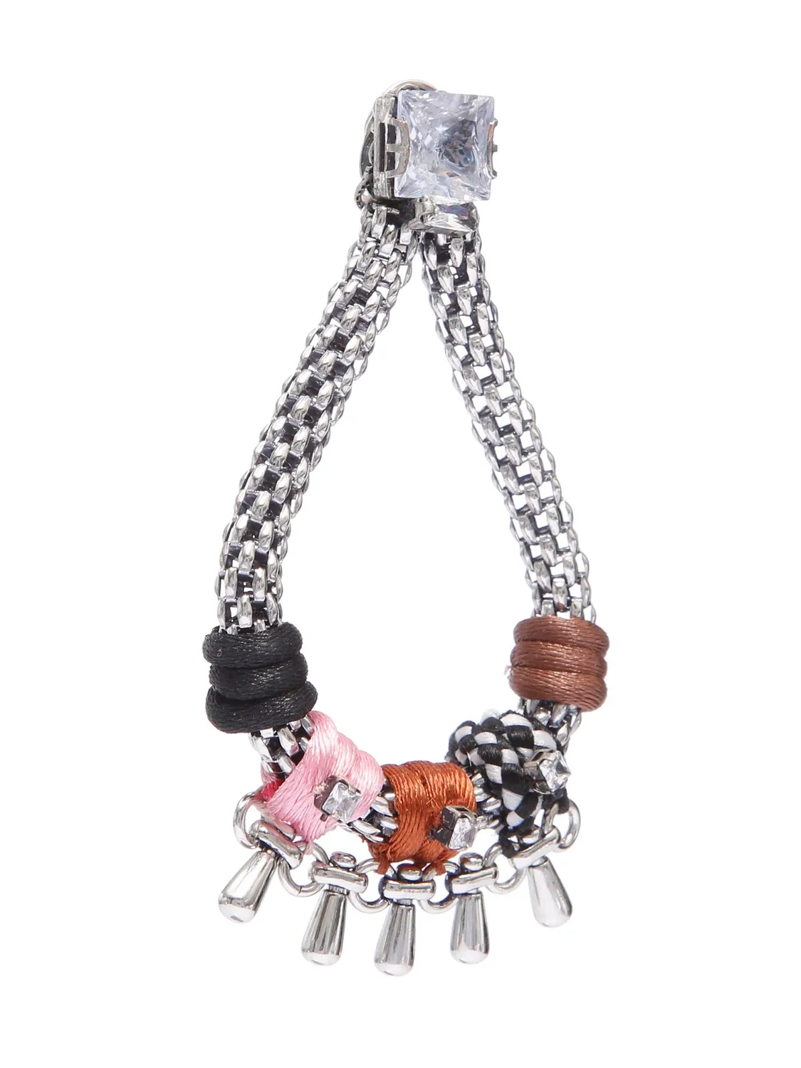 Rada Tubolare di Catena orecchini marrone multi strass