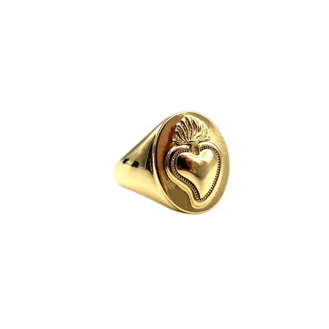 Ornamenta Sacro Cuore anello dorato regolabile in acciaio