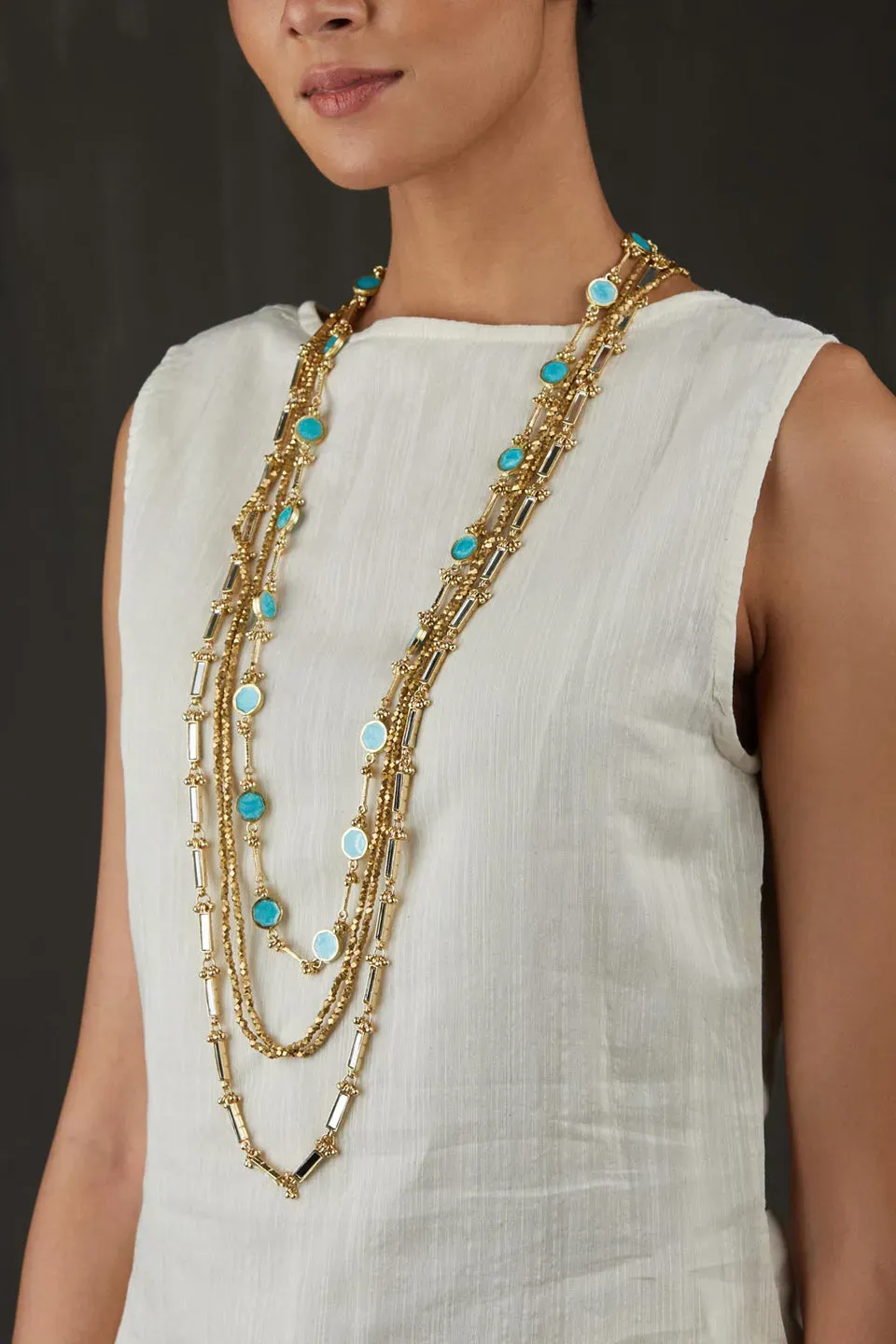 House of Tuhina Mirror Enamel collana multistrato oro
