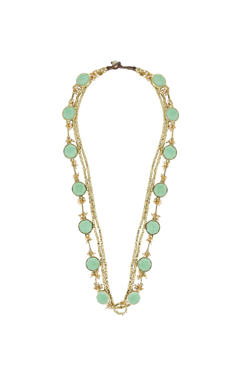 House of Tuhina Trajva Enamel Multi-Row Pearl collana smalto