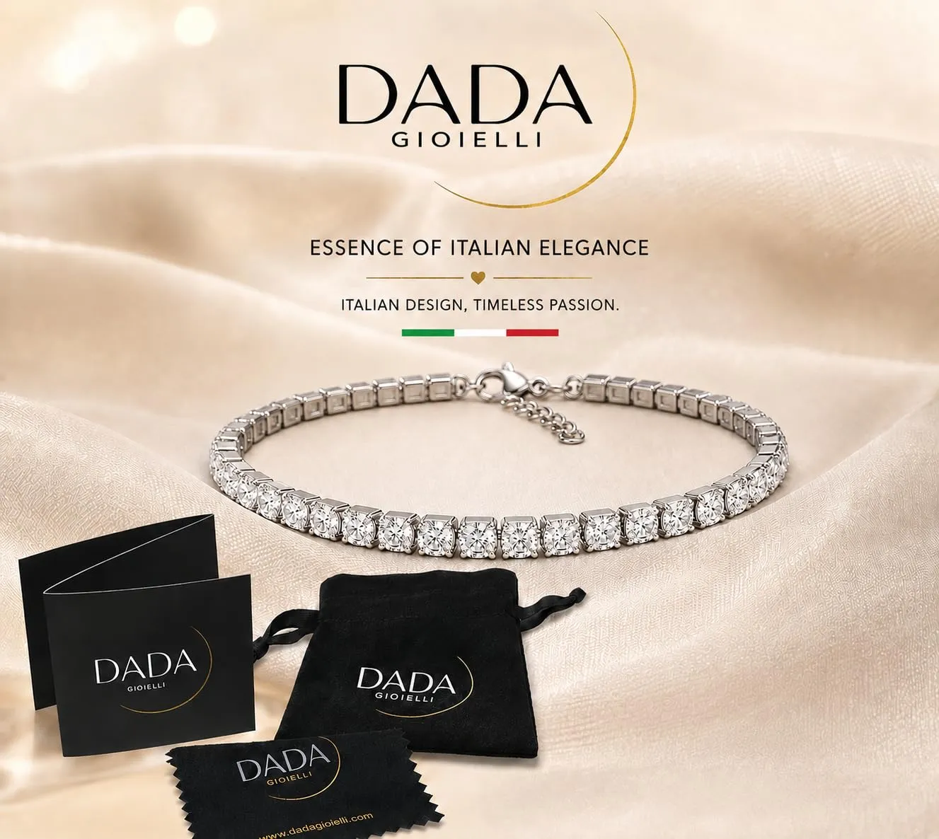 Dada Gioielli Bracciale Tennis Acciaio Zircone Bianco 3mm
