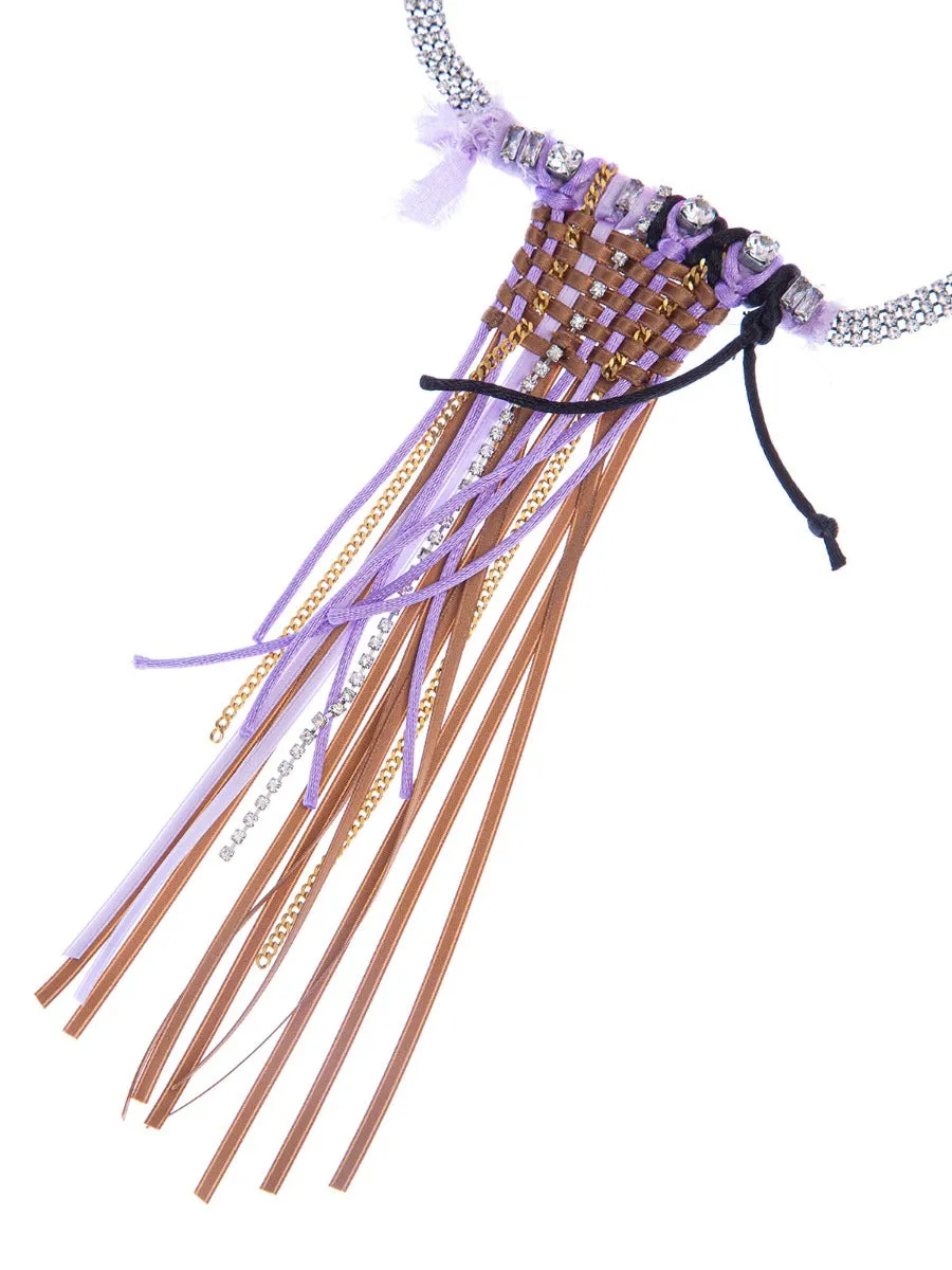 Rada Nastri Frangia collana salmone tre file strass
