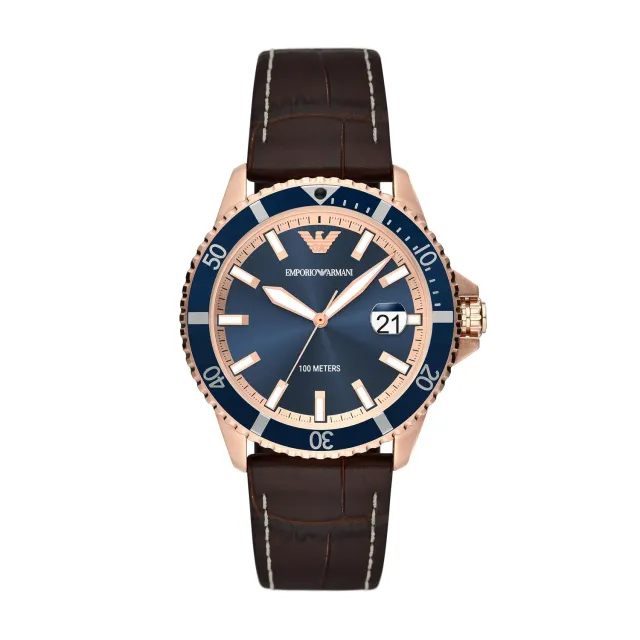 Emporio Armani AR11556 orologio uomo 42mm pelle marrone