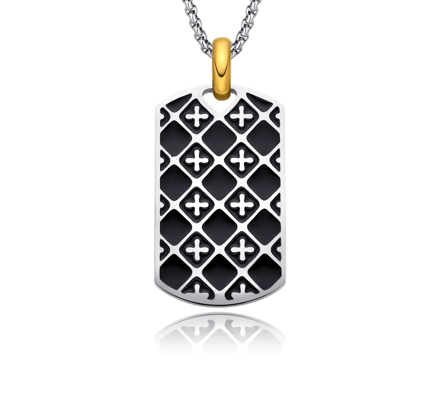 Dada Gioielli Piastrina Militare Collana Nero Argento Uomo