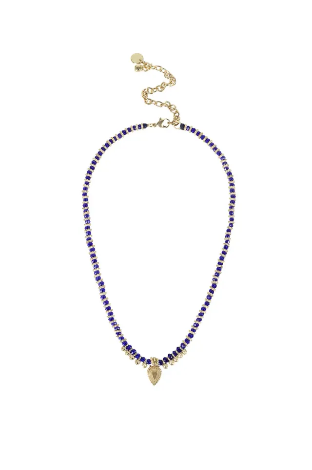 House of Tuhina Patra collana oro sole blu royal
