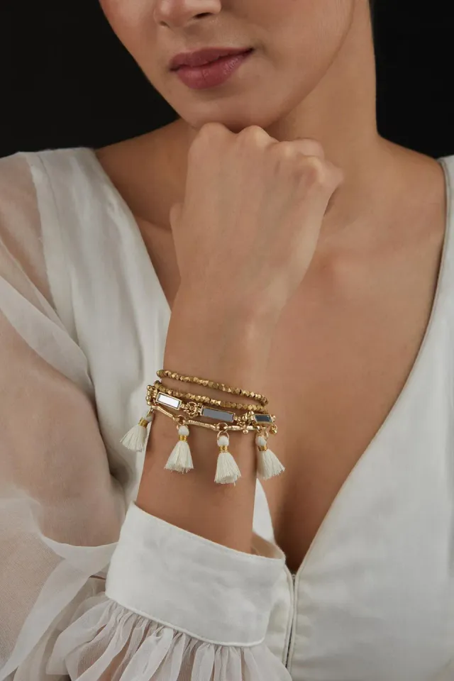 House of Tuhina Mirror Tassel bracciale multistrato specchi